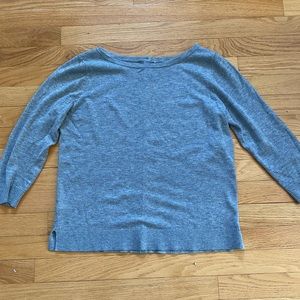 Loft - grey boatneck sweater - button back detailing - 3/4 sleeve